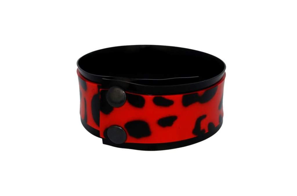 Latex Halsband leopard rot